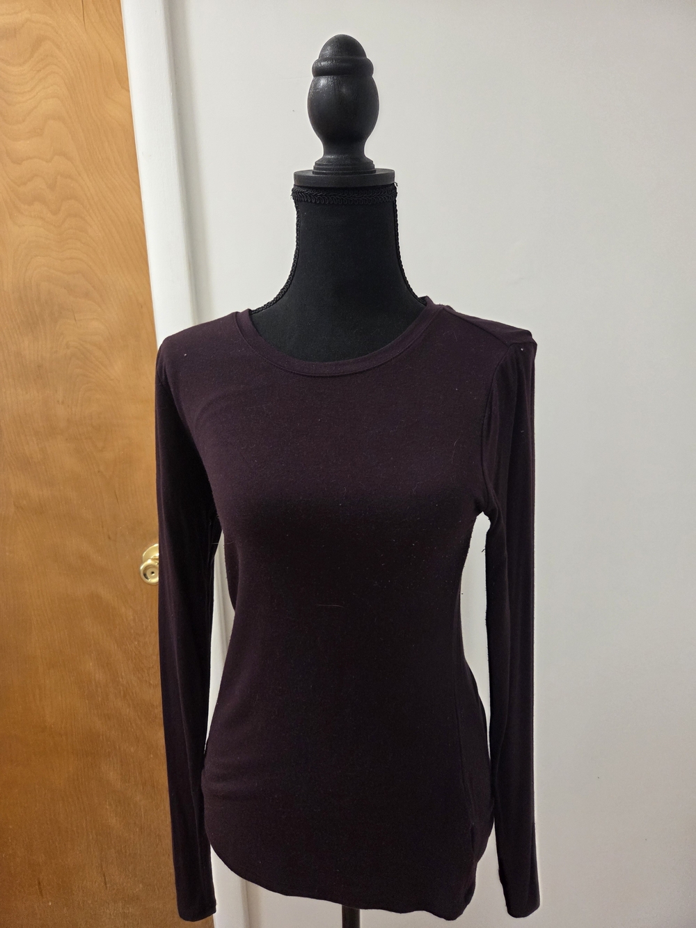 Express Long Sleeve Crewneck Top in Deep Plum